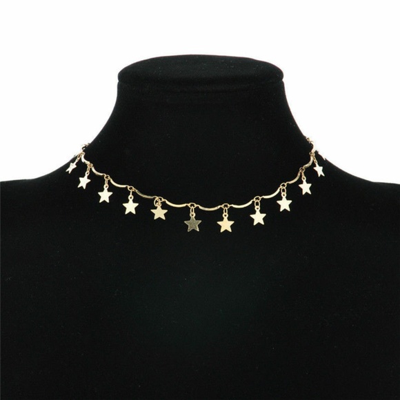 Dainty Simple Gold Tiny Star Choker Chain Necklace - Picture 5 of 5